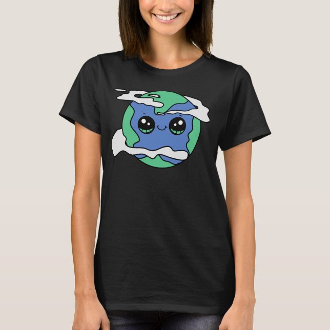 T-shirt Terre mignonne avec nuages (Devant)