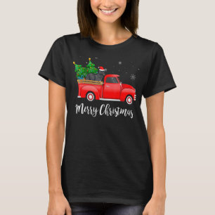 T-shirt Terre-Neuve Camion rouge Arbre de Noël Chien de No