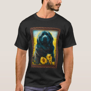 T-shirt Terre-Neuve Peinture Fleur de tournesol Maman Femm