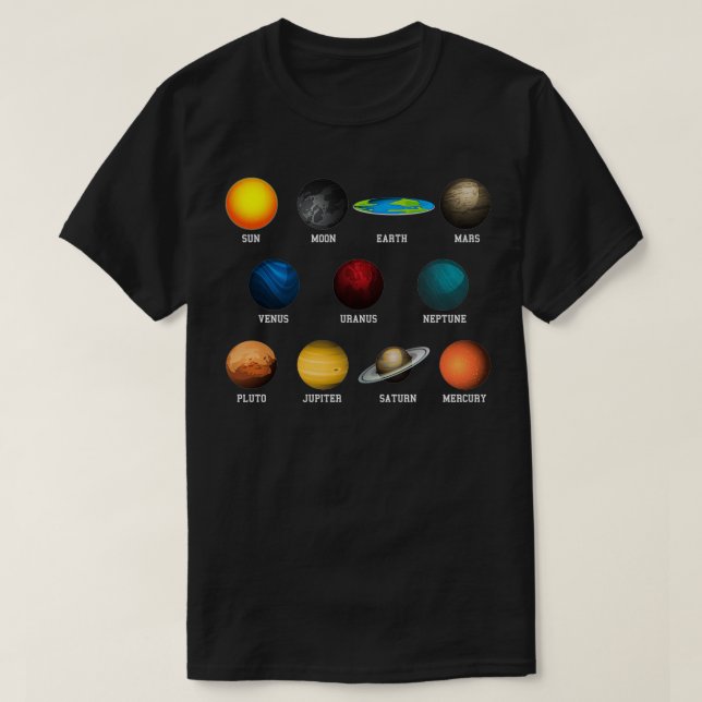 T-shirt Terre Plate Et Planètes Terres Plates Drôle (Design devant)