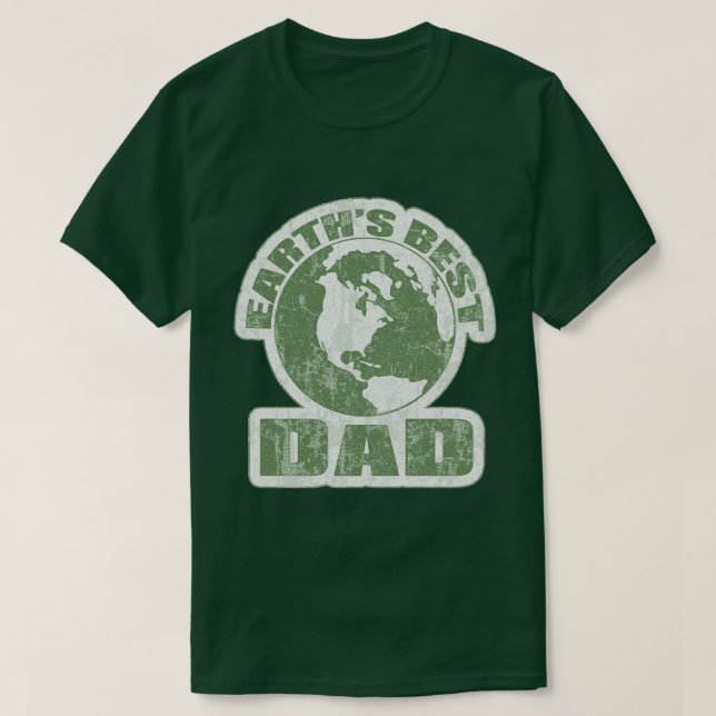 T-shirt Terres Meilleur papa Blanc et Vert (Design devant)