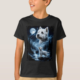 T-shirt Terrier blanc de West Highland hurlant à la lune