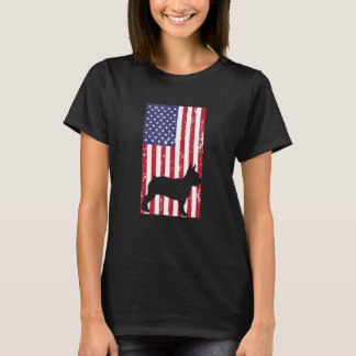 T-shirt Terrier de Boston Patriotique en détresse Tout Amé