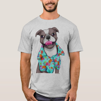 T-shirt Terrier du Staffordshire dans la chemise hawaïenne