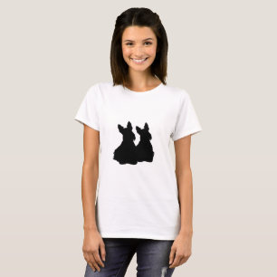 T-shirt Térrier écossais noir assis/silhouette