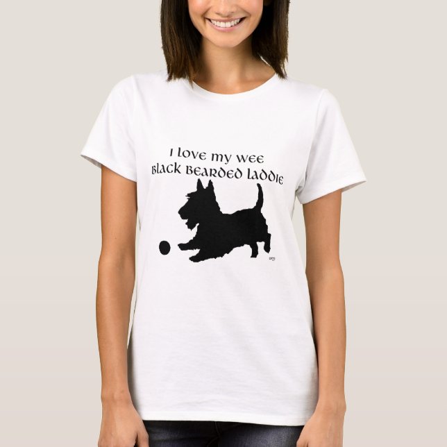 T-shirt Terrier Écossais - Petit Garçon Barbu Noir (Devant)