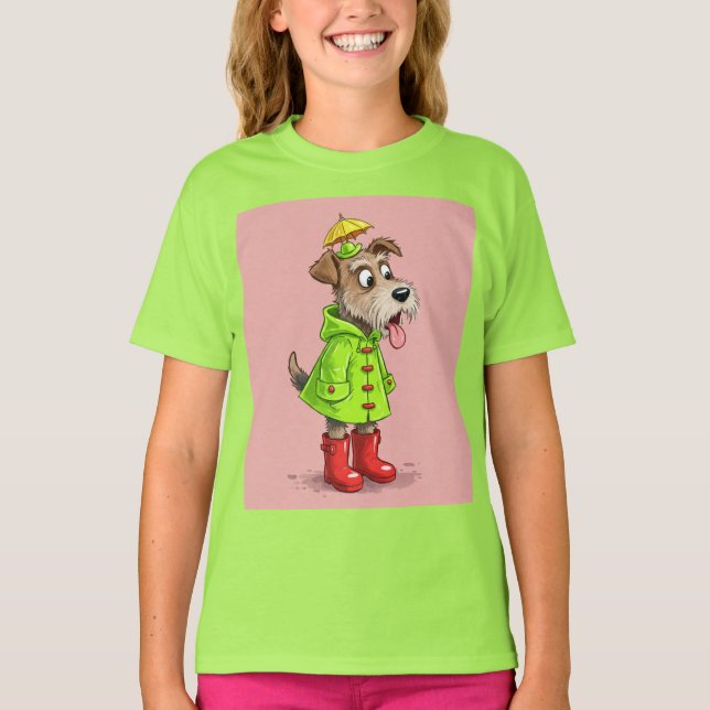 T-shirt Terrier en Raincoat, par Natasha Us (Devant)
