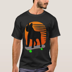 T-shirt Terrier - Patinage Français Bulldog Sur Un Soleil