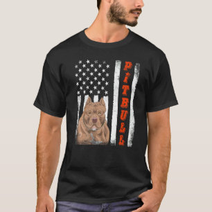 T-shirt Terrier Pitbull Américain Drapeau Usa Chien