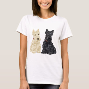 T-shirt Térriers écossais roux et noirs