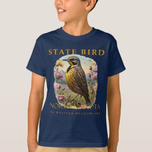T-shirt Territoire du Dakota du Nord Oiseau Sturnelle de l