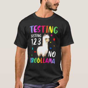 T-shirt Test 1 2 3 Aucun problème Examen scolaire Llama