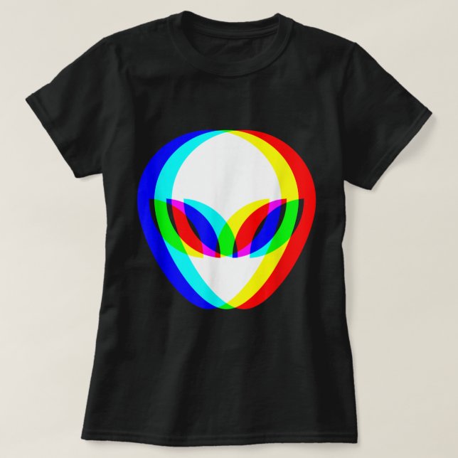 T-shirt Tête Alien Trippy Vaporwave Techno Rave EDM Music (Design devant)