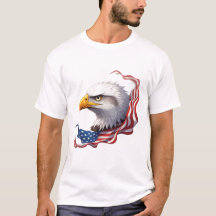 Tête d'aigle chauve avec drapeau américain flottan
