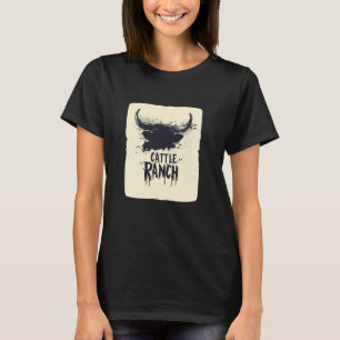 T-shirt Tête de bétail cool avec ranch pour animaux et vac