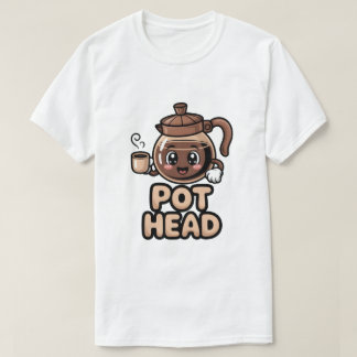 T-shirt Tête de cafetière Mignon Kawaii Café Cadeau drôle