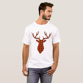 T-shirt Tête de cerf Buck Silhouette rouge et noire