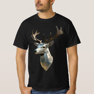 T-shirt Tête de Cerf Cybernétique Métallique, Trophée de D
