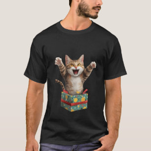T-shirt Tête de chat roux Kawaii mignonne avec noeud rouge