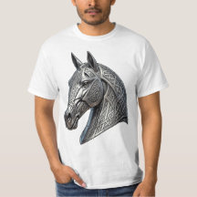 Tête de cheval argentée celtique majestueuse avec 