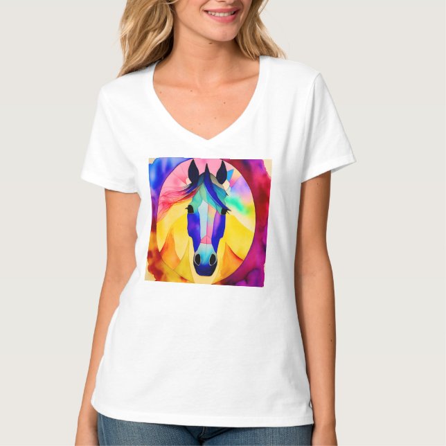 T-shirt tête de cheval sud-ouest en mosaïque peint (Devant)