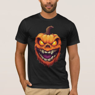 T-shirt Tête de citrouille grimaçante sinistre