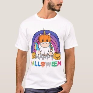 T-shirt Tête de citrouille licorne pour Halloween