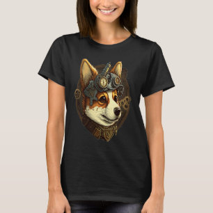 T-shirt Tête de Corgi Steampunk pour femmes et hommes 1