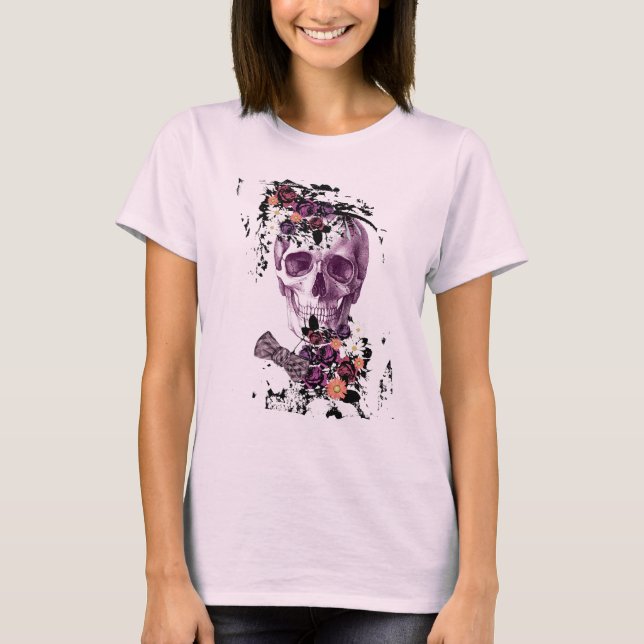 T-shirt Tête de crâne fleurie du Tee-shirt (Devant)