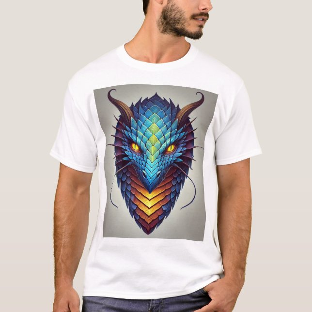 T-shirt Tête de dragon bleu (Devant)