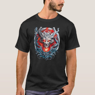 T-shirt Tête de dragon mythique de la flamme rouge