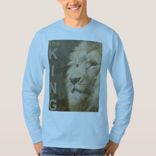 T-shirt Tête de lion Animal Mens Bleu clair long manches