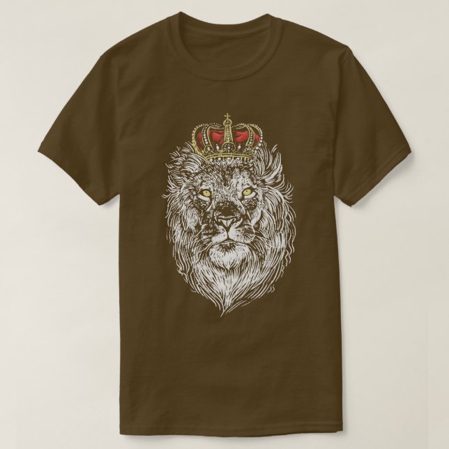 T-shirt Tête de lion avec Couronne d'or Big Chat Lover Wil (Design devant)