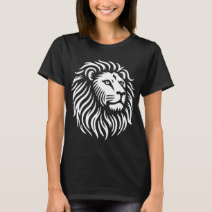 T-shirt Tête de lion - Blanc sur noir