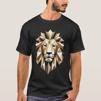 T-shirt Tête de lion géométrique basse-poly moderne