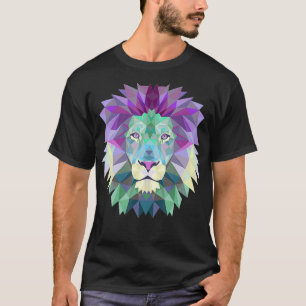 T-shirt Tête de Lion géométrique Pastel Couleurs violet Tu