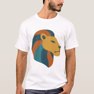 T-shirt Tête de lion géométrique rétro - Moderne du milieu