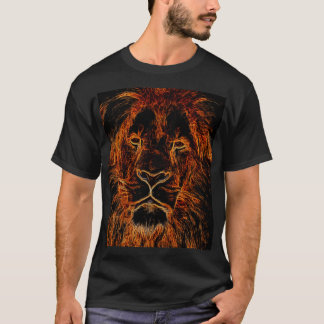 T-shirt Tête de lion graffiti noir et orange