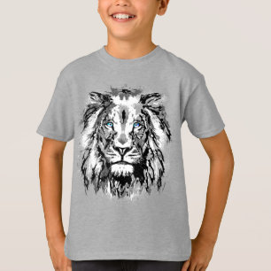 T-shirt Tête de lion gris - Chemise de lion réaliste - Fac