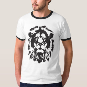 T-shirt Tête de lion, lion peint, tatouage au pochoir de
