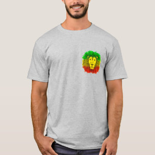 T-shirt Tête de lion Rasta rouge jaune vert dessin Jamaïqu