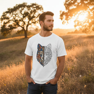 T-shirt Tête de Loup Mandala Tribal Animal Spirituel Uniqu