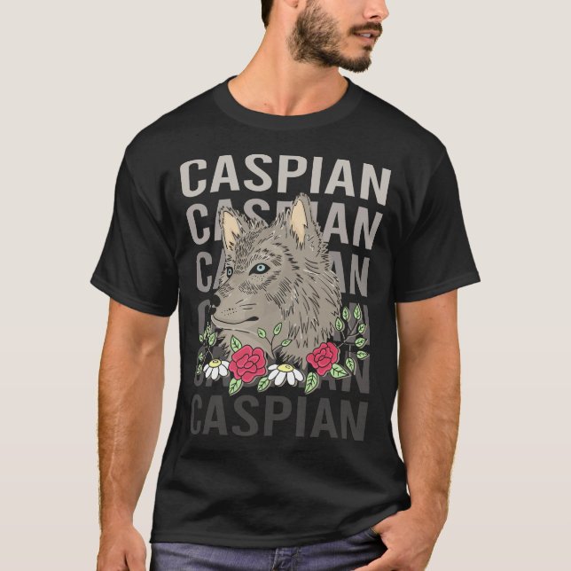 T-shirt Tête de loup - Nom Caspien (Devant)