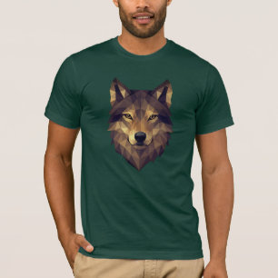 T-shirt Tête de loup polygonale Art géométrique dans les t