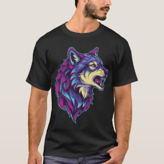 T-shirt tête de loup psychédélique