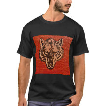 Tête de loup sur le rouge