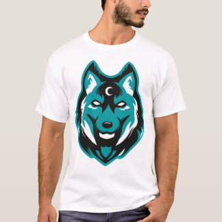T-shirt Tête de loup turquoise