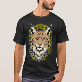 T-shirt Tête de Lynx Minimaliste Tribal Vert Olive Streetw