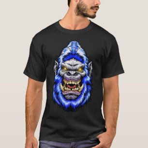 T-shirt Tête de monstre : Big Foot Yeti Sasquatch Blue