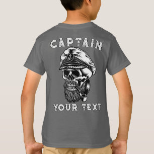 T-shirt Tête de mort de capitaine de mer barbu personnalis